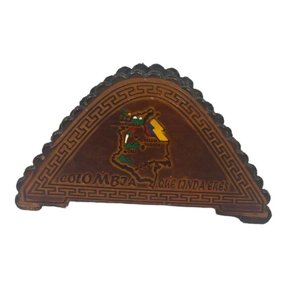 Columbia Handcrafted Leather Coasters Set Of 6 WIth Holder Colombian Souvenirs - Picture 12 of 16